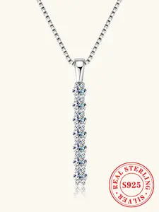 Fashion S925 Sterling Silver Moissanite Necklace, Korean Style Choker Pendant, Perfect for Daily Wear, Vacation, Dates, and Gifts