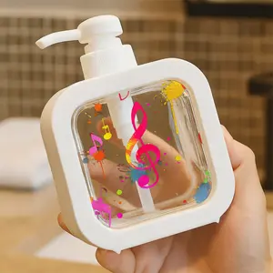 Musical Artistic Design Moisturizing Soap Pump Bottle, Soap Dispenser - Colorful Musical Notes & Paint Splatter Pattern, Perfect for Kitchen Sink and Bathroom Decor, Lively Chaotic Aesthetic Hand Soap Dispenser
