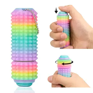 Button Click,Spinners,Pain Stim,3-in-1 Design of Little Ouchies Fidget Toy with Keychain,Spiky Toys Stress Relief for Adults