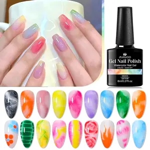 MSRUIOO 8ml Blooming Gel Nail Polish, Transparent Blooming Gel Polish, UV LED Lamp Irradiation, Diffusion Effect, Perfect for DIY Summer Nails Color Flower Watercolor Magic Girls' Gift, Cosmetic, Gel Manicure