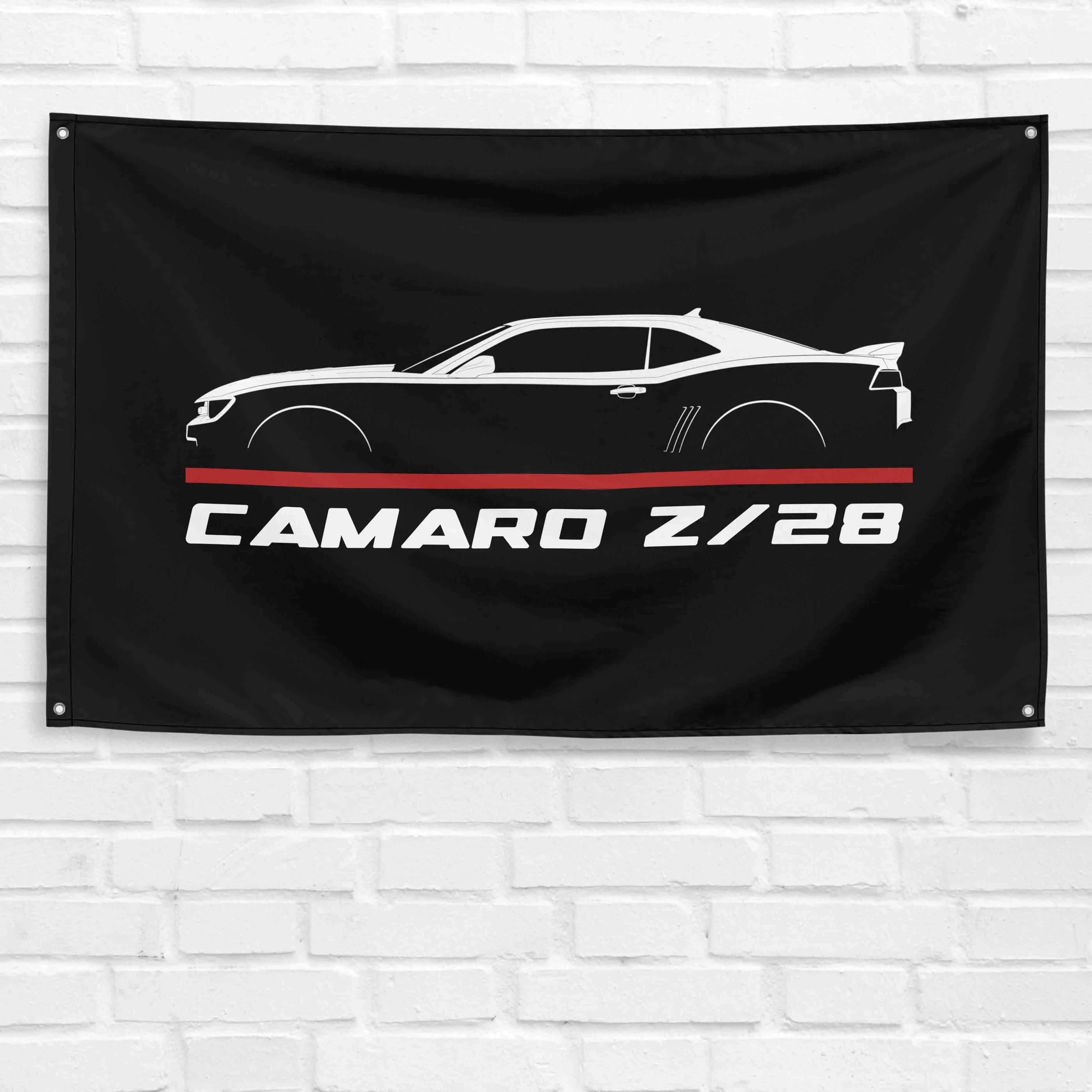 3x5 ft Hanging Durable Synthetic Lightweight Camaro Z28 2014-2016 Car Enthusiast Flag with Left-Side Sleeve, Rust-Resistant Indoor Garage Wall Decoration, Festive Party Gift Banner