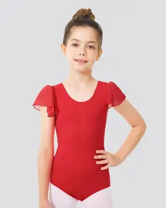 Girls Flutter Sleeve Cotton Dance Leotard Girls Flutter Sleeve Cotton Dance Leotard
