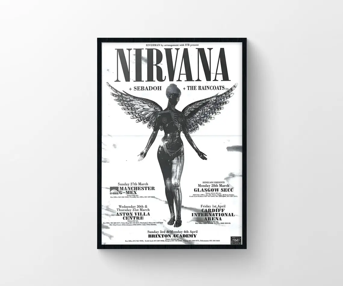 Nirvana Poster, Kurt Cobain, Music Gift, In Utero Poster, Printable Poster, Premium Print