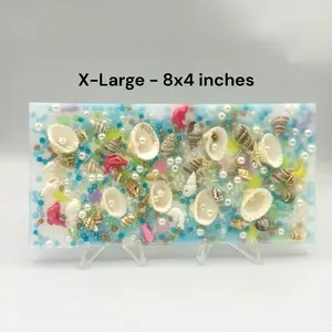 X-Large Mermaid Picky Pad Sensory Tactile Fidget for  trichotillomania,skin picking,OCD, Anxiety relief, Tics, Arthritis,ASD- 8x4 inches Long w real seashells beads and mermaid pearls to make DIY jewelry!