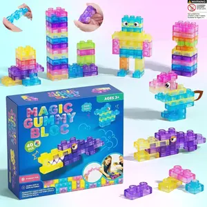40 Pcs Sensory Soft Building Blocks for Kids, Montessori Squishy Stacking Toy Set, Squeezable & Stretchable, Early Learning Playset