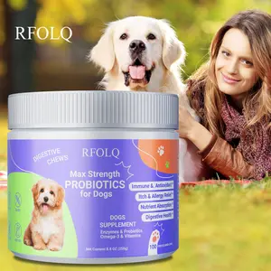 Probiotics for Dogs, Freeze-Dried Dog Probiotics and Digestive Enzymes, Plus Omega-3 for Itchy Skin, 3-in-1 Prebiotics for Digestive Health, Dog Vitamins and Supplements for Immune Health, 100 Bites
