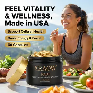 XRAOW NAD Supplement with Resveratrol NMN Alternative 30-Day Supply Advanced NAD+ Third-Party Tested for Quality and Safety Vitamin Healthcare Edible Fitness