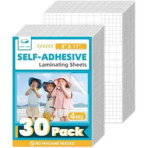 30 Pack Self Adhesive Laminating Sheets, 4mil, 8 x 11 Inch Laminator Sheets, Self Sealing Laminating Sheets for Laminator, Round Corner, No Heat, No Machine Needed
