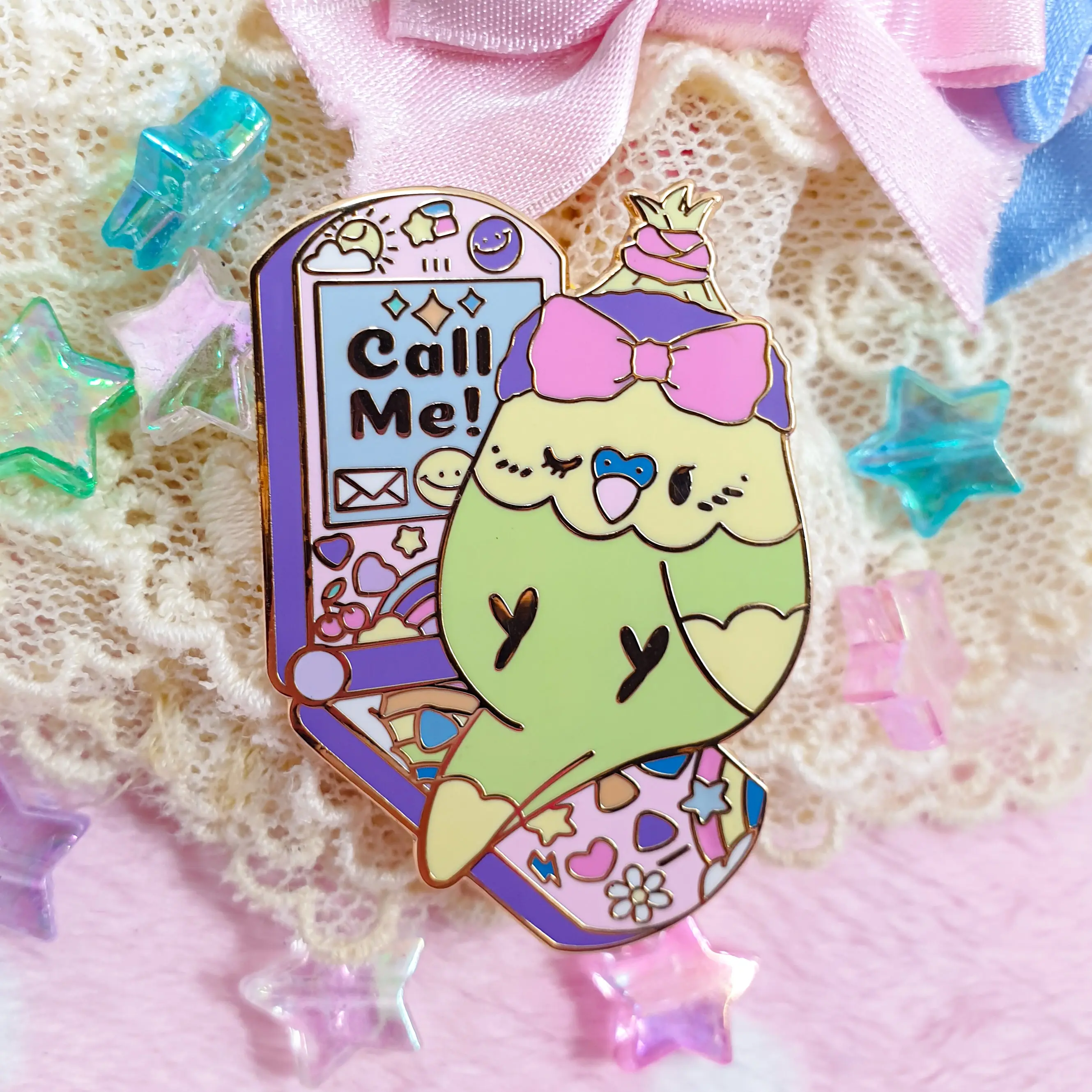 Y2Kall Me! Green Budgie Pin
