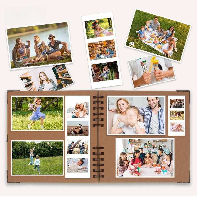 Scrapbook Album, 8 x 8 Inch Scrap book, 60 Brown Blank Pages Scrapbooks, Hardcover Photo Album Scrapbook, Kraft Paper Memory Book, Traveling, Birthday & Holiday Gifts.