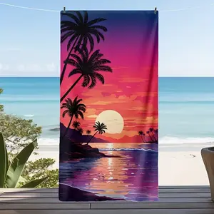 1 coconut tree pattern beach towel, Swim towels – tropical fresh style, extra-large size, soft and absorbent, lightweight and quick-drying, suitable for multiple scenarios such as beaches, swimming pools, and vacations