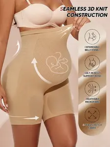 Pregnant Women's Y-Back Support Shorts, 360° Belly Support Breathable Knit, High Waist Short Pants for Pregnancy Relief, Pregnancy Must Haves, Prenatal Maternity Clothing, Maternity Wear