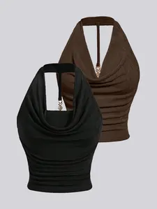 Women's fashionable halter two-piece set, perfect for summer sexy dates.