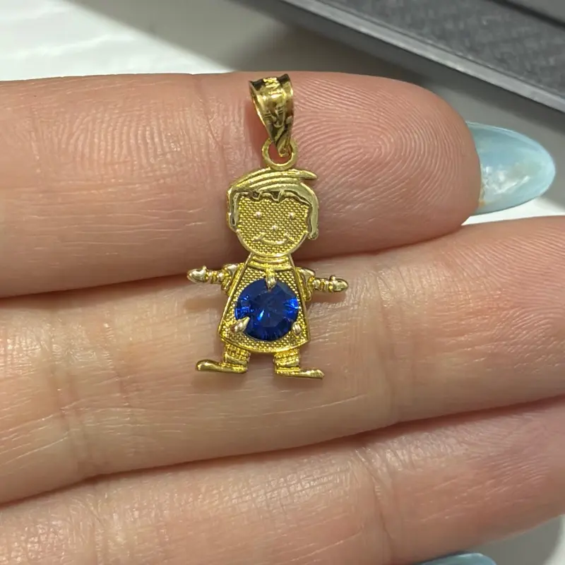 10K Gold Kids' Pendant, Daily Everyday Casual Accessory, Simple Design with Sparkling Stone