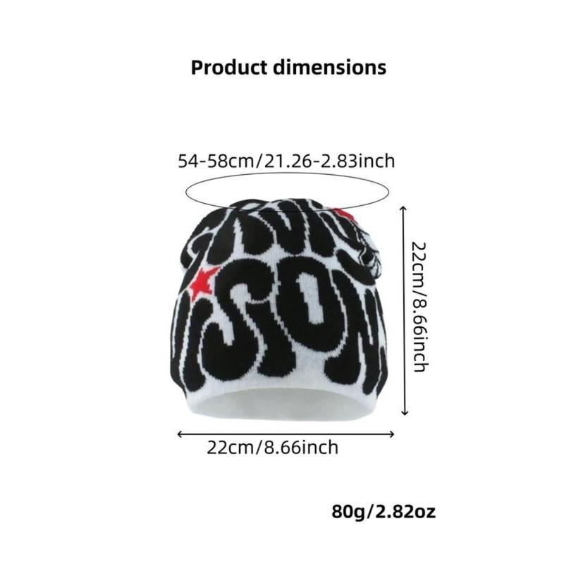 Men’s Letter Jacquard Spider Web Knit Hat Street Style Warm Beanie for Fall and Winter Fashionable Casual Winter Headwear
