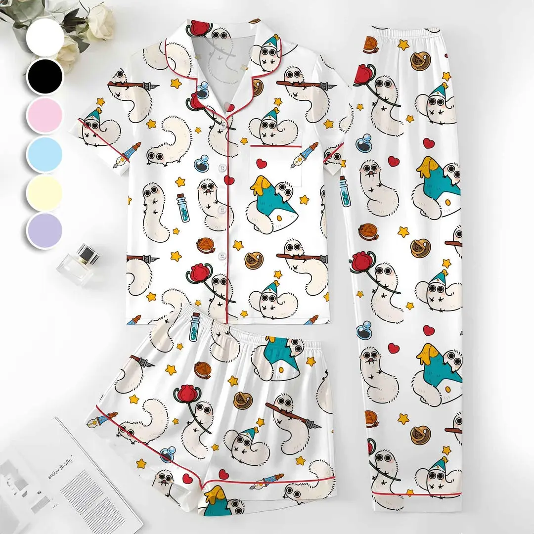 Witch Hat Atelier Brushbug Satin Pajamas, Anime Inspired Silk Pajama Set, Cute Fantasy Sleepwear, Manga Pajamas, Kawaii Anime Loungewear