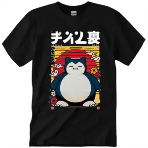 Retro Snorlax Style anime PKMN T-Shirt, Vintage Style Japanese Shirt