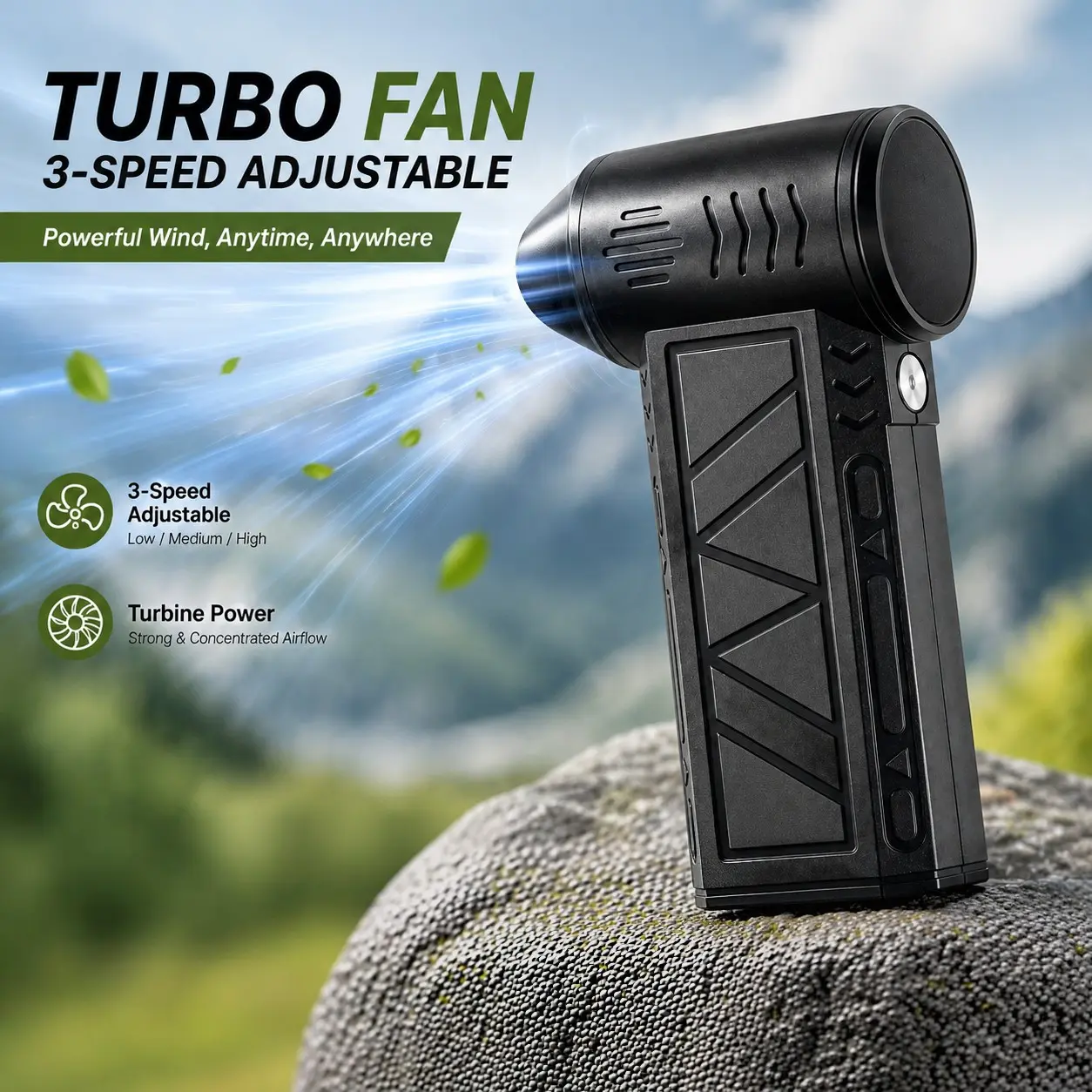 Portable Wind Sweeper with 3 Assorted Nozzles, Continuous Wind Duster for Corner Dust Removal, Quick Cooling and Gentle Surface Drying, Lightweight Supply for Car Interior Slits and Household Small Corner Tidying