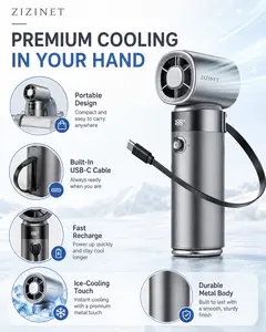 Itanium Ice High-Speed Handheld Cooling Fan & 10000mAh Built-In Battery Cordless Power Bank - Compact USB-C Adjustable Cooling Device for Home, Travel, Rechargeable Household Appliance