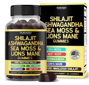 Shilajit Gummies with Sea Moss, Ashwagandha & Lions Mane - (Shilajit Supplement for Men & Women, Energy & Immunity Support ) Third Party Tested, Vegan Safe, NON GMO & Made in USA (60 Gummies)