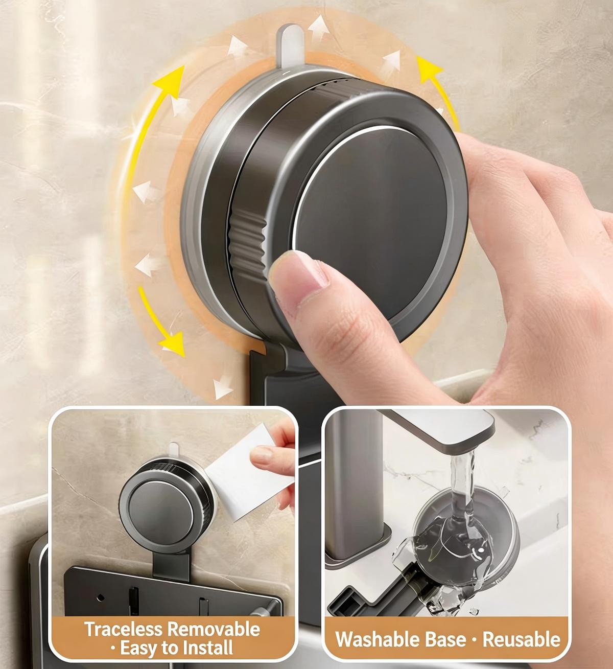 2026 Upgraded Aluminum Triangle Shower Caddy, 1/2/3-Tier Corner Shelves, Drill-free Suction Cup Wall Mount,Rustproof Bathroom Shower Organizer with Towel Hooks,Wall Mounted Storage Rack,Stainless Steel Bathroom Accessories Set,Mother's day gifts