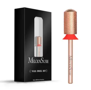 Safety Nail Drill Bits, 3/32'' Smooth Round Top Large Barrel Carbide Bits, Suitable for Manicure Pedicure Cuticle Gel Polishing, Beginners Bits, Rose Gold, Series Bit-S, Fine