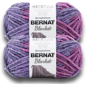 Blanket BB Purple Sunset Yarn - 2 Pack of 300g/10.5 oz - 100% Polyester - #6 Super Bulky - 220 Yards - Knitting/Crochet