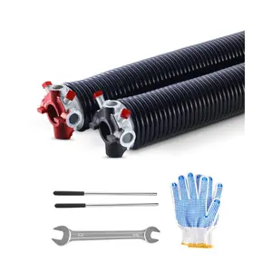 VEVOR Garage Door Torsion Springs, Pair of 0.250x 2x 35 in, 16000 Cycles, Electrophoresis Black Coated for Replacement, Garage Door Springs with Non-Slip Winding Bars, Gloves and Mounting Wrench