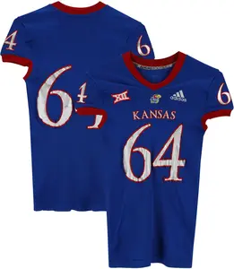 Kansas Jayhawks Team-Issued #64 Blue Jersey from the 2018-21 NCAA Football Seasons - Size L - Fanatics Authentic Certified