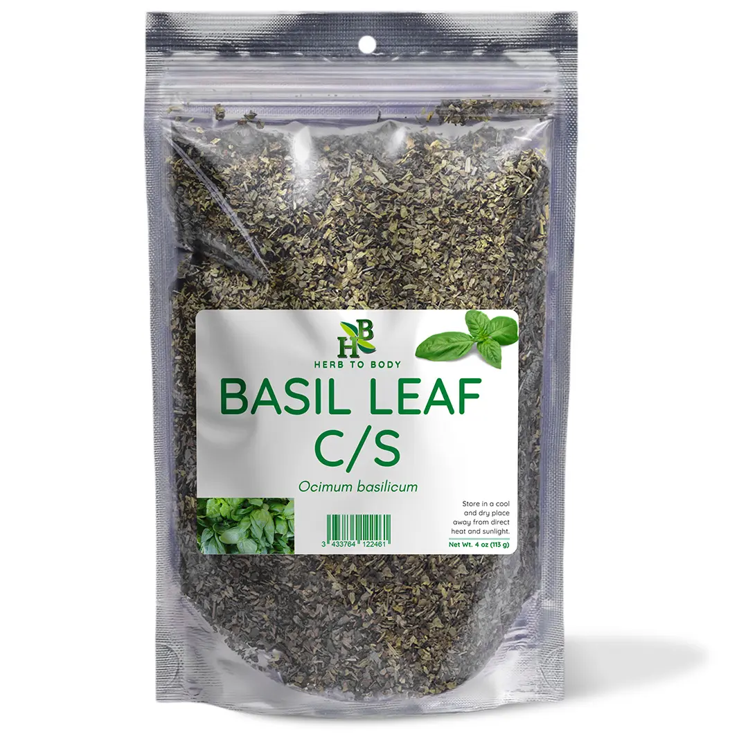 Herb To Body Basil Leaf C/S | Cut & Sifted | Ocimum basilicum | Wildcrafted | 4oz Flavor Spice