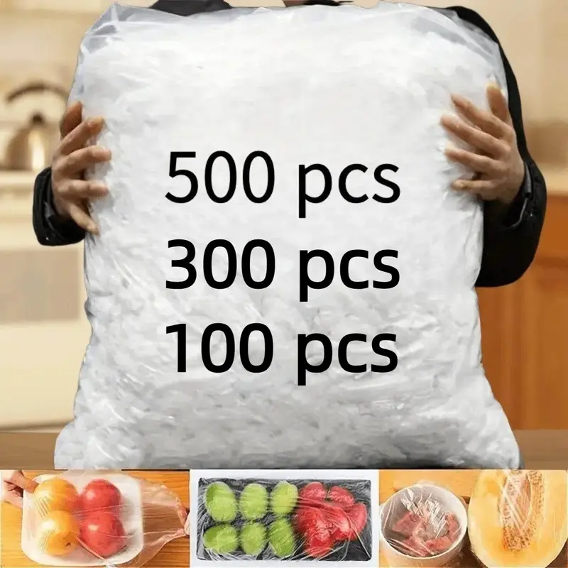 Reusable Elastic Food Covers 100/300/500pcs, Transparent Stretch Plastic Bowl and Plate Covers, Microwave & Fridge Safe, Keeps Food Fresh, Kitchen Essential, Plastic Covers for Bowls