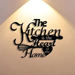 The Kitchen Is The Heart Of The Home Letter Pattern Wall Art, Metal Wall Decor, Wall Hanging Decor for Home Living Room Bedroom Kitchen, Ornaments, Home Decor Products