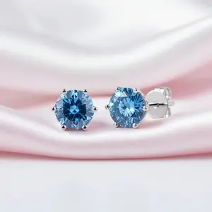 1.0 Ct Round Cut Diamond Option 6 Prong Stud Earrings