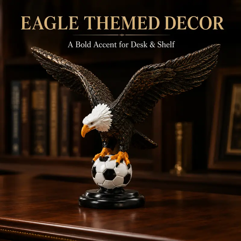 Resin Eagle Soccer Statue - Resin Figure, Collectible Figurines, Statues for Home Decor, Desktop Decoration Ornament, Home Decor Ornaments, Nature-Inspired Gift for Men