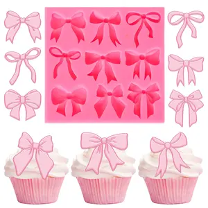 Bow Fondant Mold Bowknot Silicone Mold Bow Coquette Chocolate Candy Mould For Kitchen Baking Crafts Birthday Baby Shower Party Decor Supplies