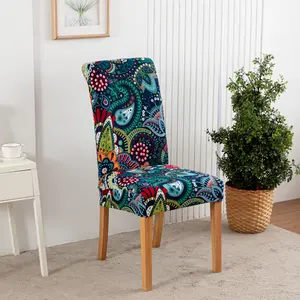 4/6 Pcs Dining Room Chair Cover, Elastic Printed Chair Cover, Removable & Easy to Clean Kitchen Chair Cover, for Restaurants, Hotels