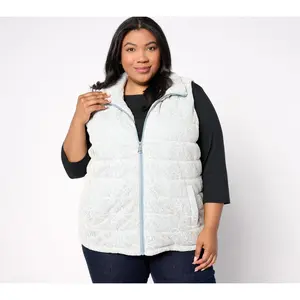 Dennis Basso Metallic Lace Puffer Vest