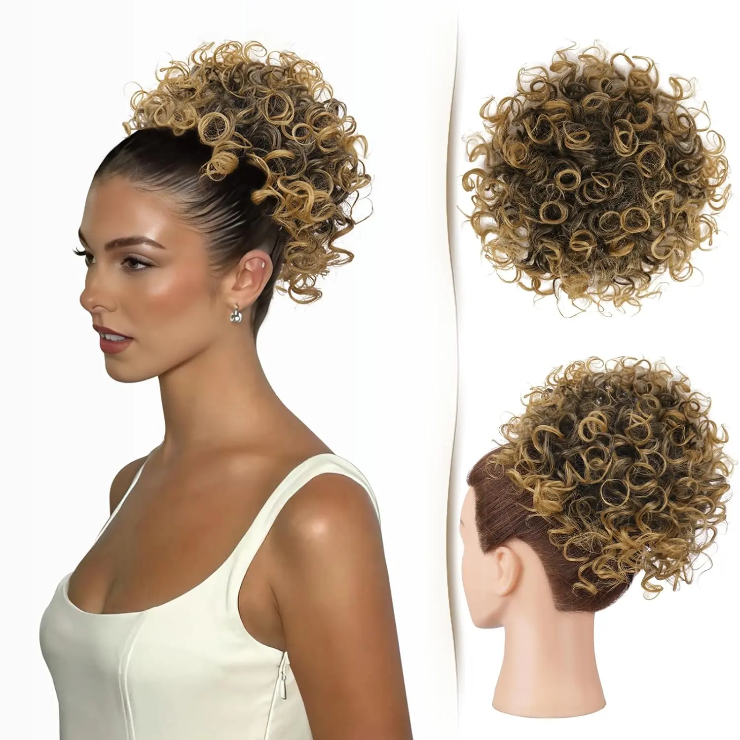 Big Size Messy Bun Hair piece Ponytail Extension for Women Elastic Drawstring Loose Wave Curly Scrunchies Synthetic Hair Extensions Hair Bun for Women Daily Use Synthetic Wavy Hair Synthetic Soft Hairpieces