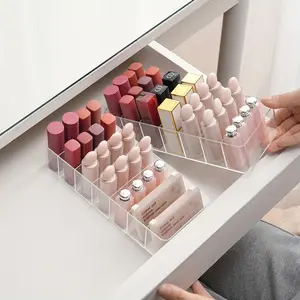 Transparent 7-Compartment Lipstick Storage Box, Single Box Makeup Organizer, Perfume Holder, Eyeshadow Case, Powder Compactor, Lipstick Holders