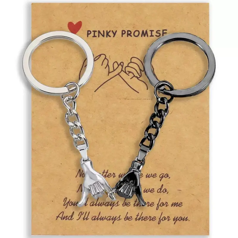 Keychain Set for Couples, 2pcs Romantic Pinky Promise Metal Fashion Accessories, Valentine's Day Gift for Him and Her, Keyring, Romance, Matching Keychains, Fashion Accessory, Birthday, Multipack