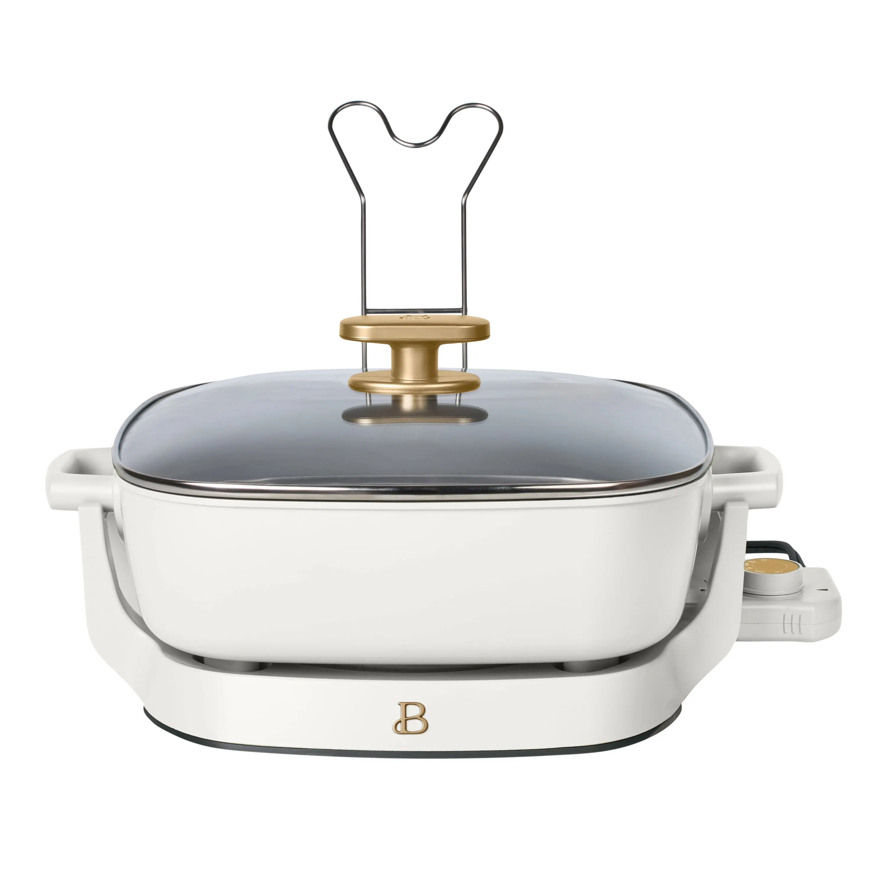Beautiful 5-in-1, 12" x 12" Detachable Electric Skillet with EverGood Ceramic Nonstick Coating, White Icing by Drew Barrymore