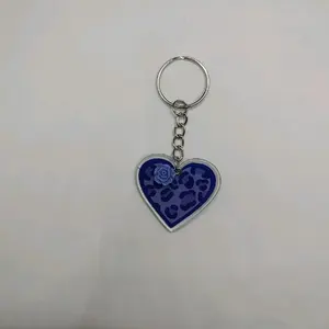 Dark Purple Acrylic Heart Keychain - Simple Design, Lightweight, Ideal for Everyday Use