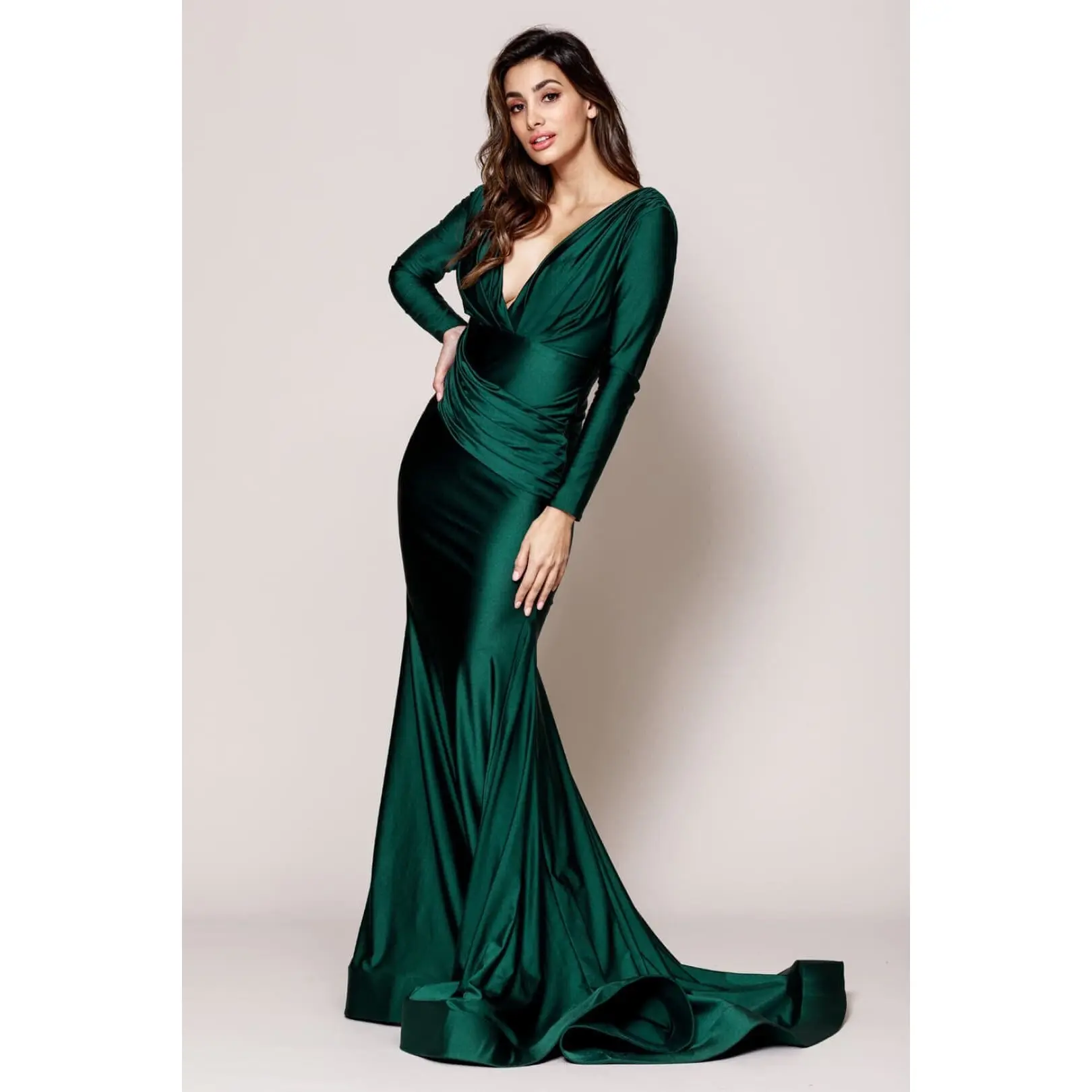 Emerald Green Christmas & Holiday Dress in Satin By Amelia Couture AC381