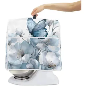 Dust Cover Compatible with Stand Mixer, Cloth Cover with Pockets for Stand Mixer and Extra Accessories (Butterfly-3, M(for 6-8 qt Mixer))