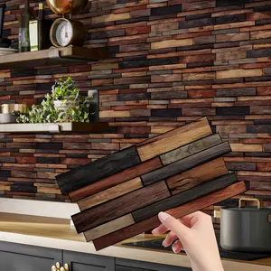 Irregular Marble Tile Stickers | Self Adhesive Tiles | PVC Crystal Film | Classic Wood Color Style | Waterproof & Oil-Proof | Fits Kitchen/Bath/Floor/Ceiling/Tiles/Old Wood | Home Decor 12/24/48PCS