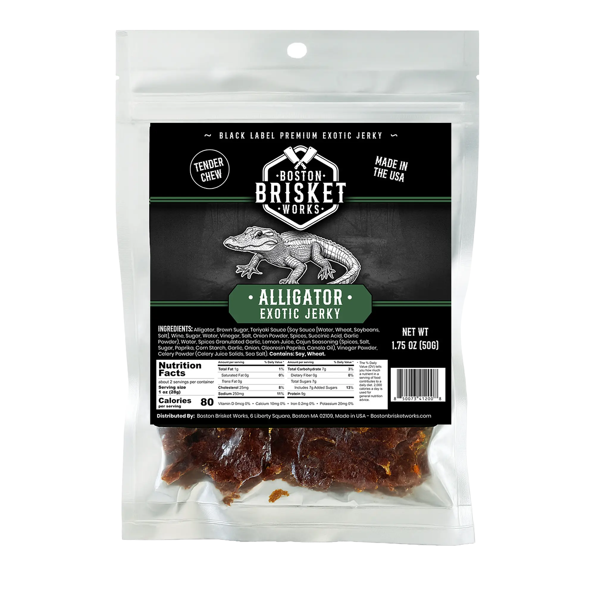 ALLIGATOR JERKY - 100% Alligator Meat – Exotic Wild Game Snack – Unique Valentines Day Gifts for Men, Boyfriend, Husband – Cool Guy Gift Idea.