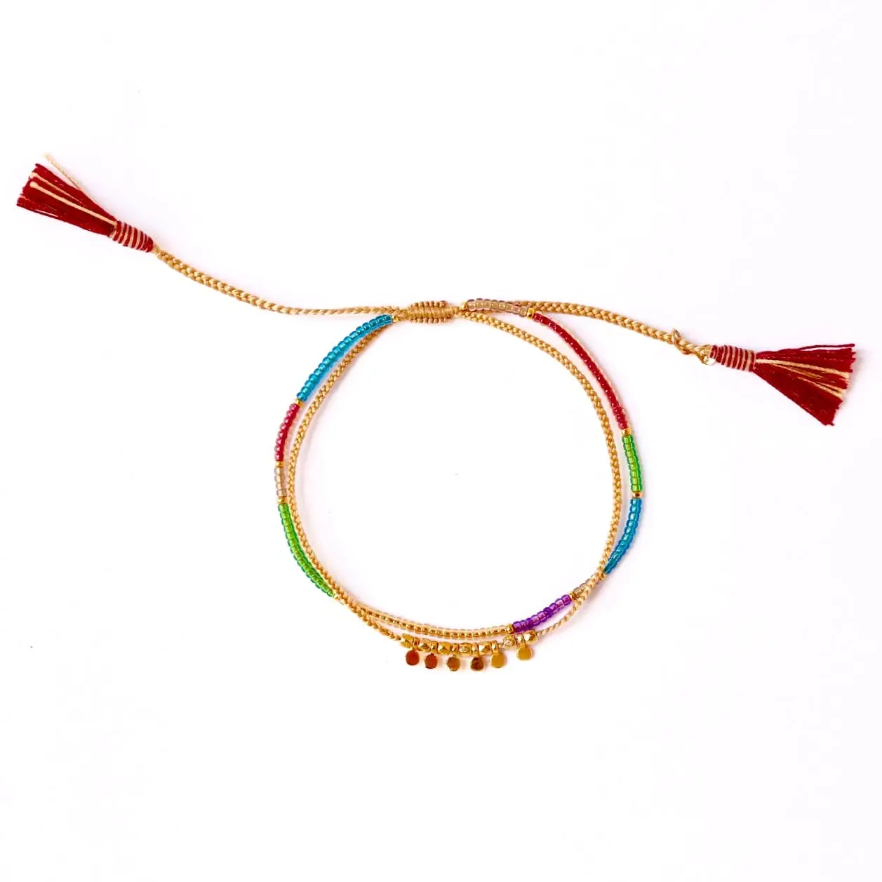 Rainbow Tassel Beaded Bracelet