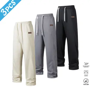 Men's 3-Pack Soft & Comfortable Joggers – Fashionable & Versatile, Drawstring Waistband, Leather Label Trim, Perfect for Everyday Wear & Casual Outfits