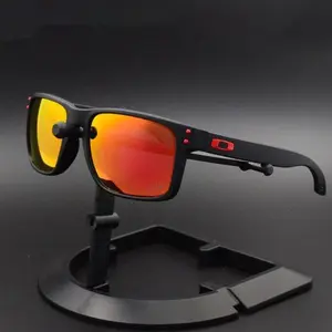 Holbrook Polarized Sunglasses, Mirror Red Organe Len, Black Frame for Men & Women, UV Protection Outdoor Sports Eyewear.