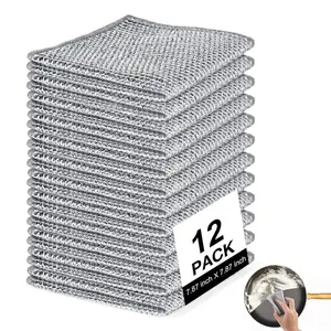 Oceantree Cleaning Cloth 12 Counts Dishwashing Rags for Wet and Dry Multipurpose Stainless Steel Scrubber, Non-Scratch Heavy-Duty Dish Cleaning Cloth, Reusable Metallic Fiber Scrubber for Kitchen, Dishwasher Safe, Multi-Use Cleaning Rags#SummerVibes Home